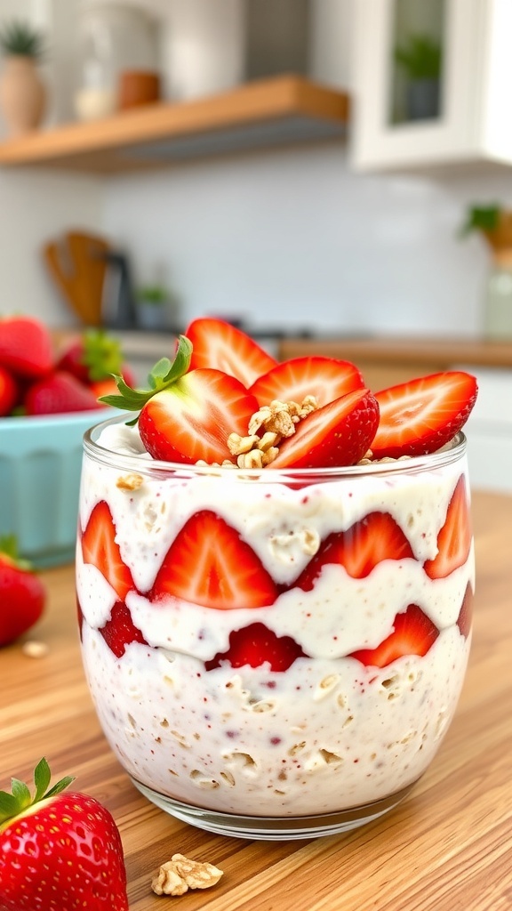High-Protein Strawberry Cheesecake Oats: Delicious & Energizing Mornings